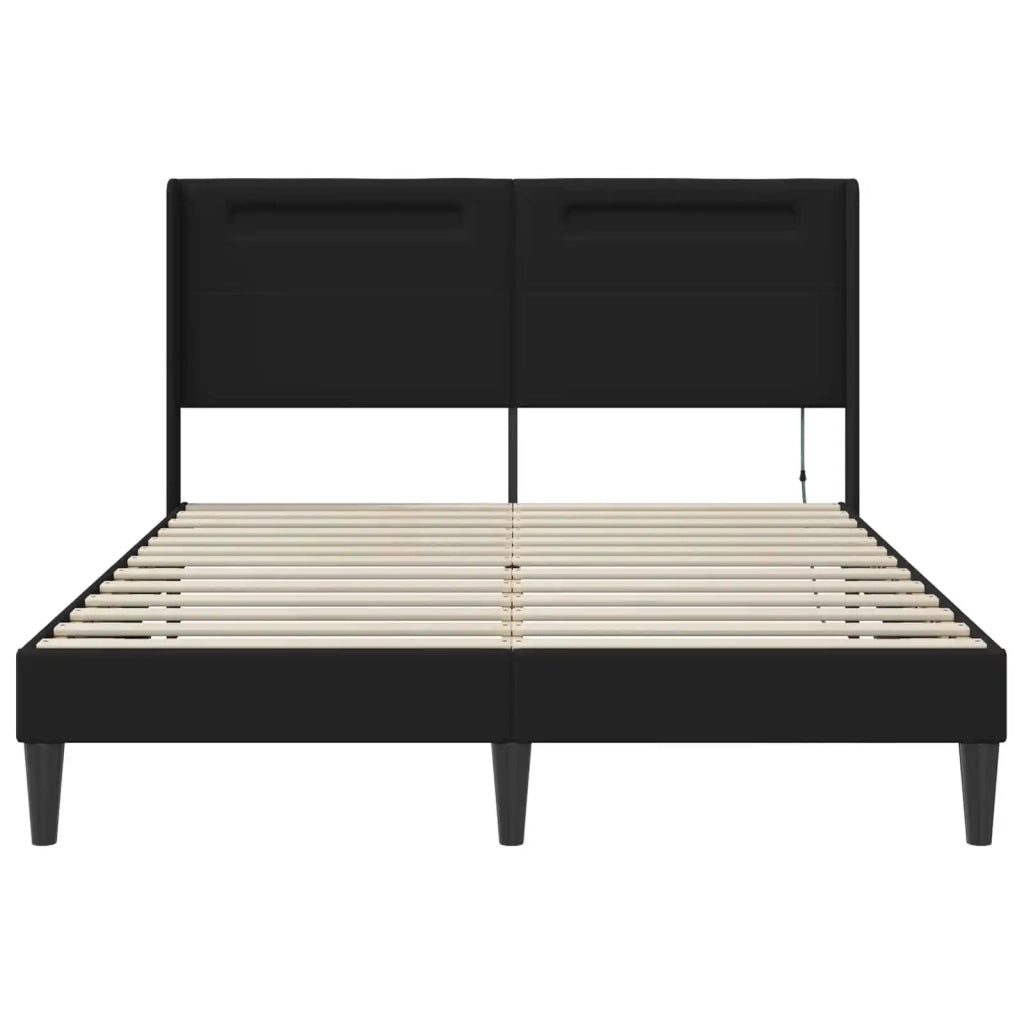 Struttura del letto con testiera-Giroletto Nero 120 x 200 cm Similpelle 641758