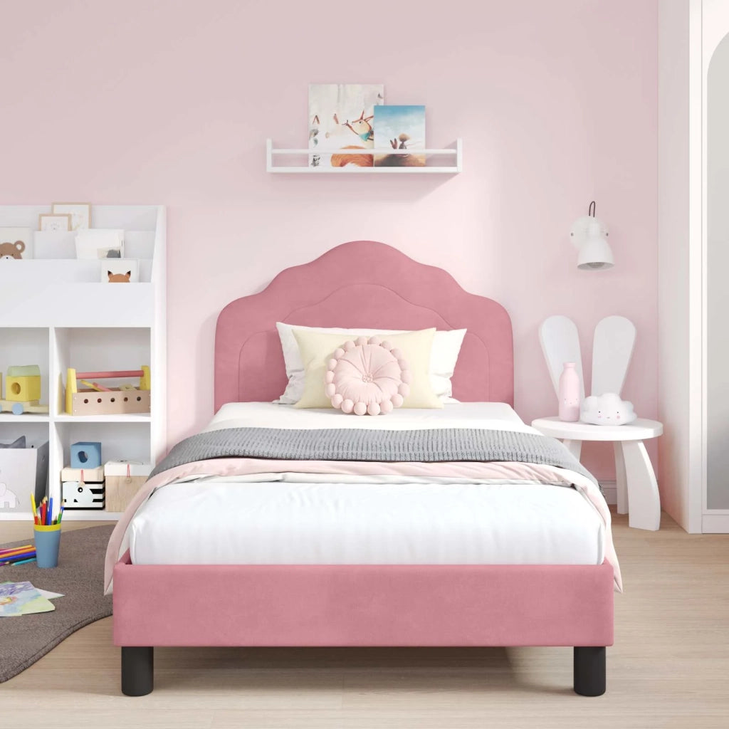 Struttura letto bambini con testata Rosa 80 x 200 cm Velluto 42010946