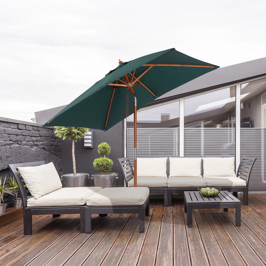 Ombrellone da Giardino Inclinabile ¨C Xylo ¨C 2x1.5m Legno Verde 6 Stecche