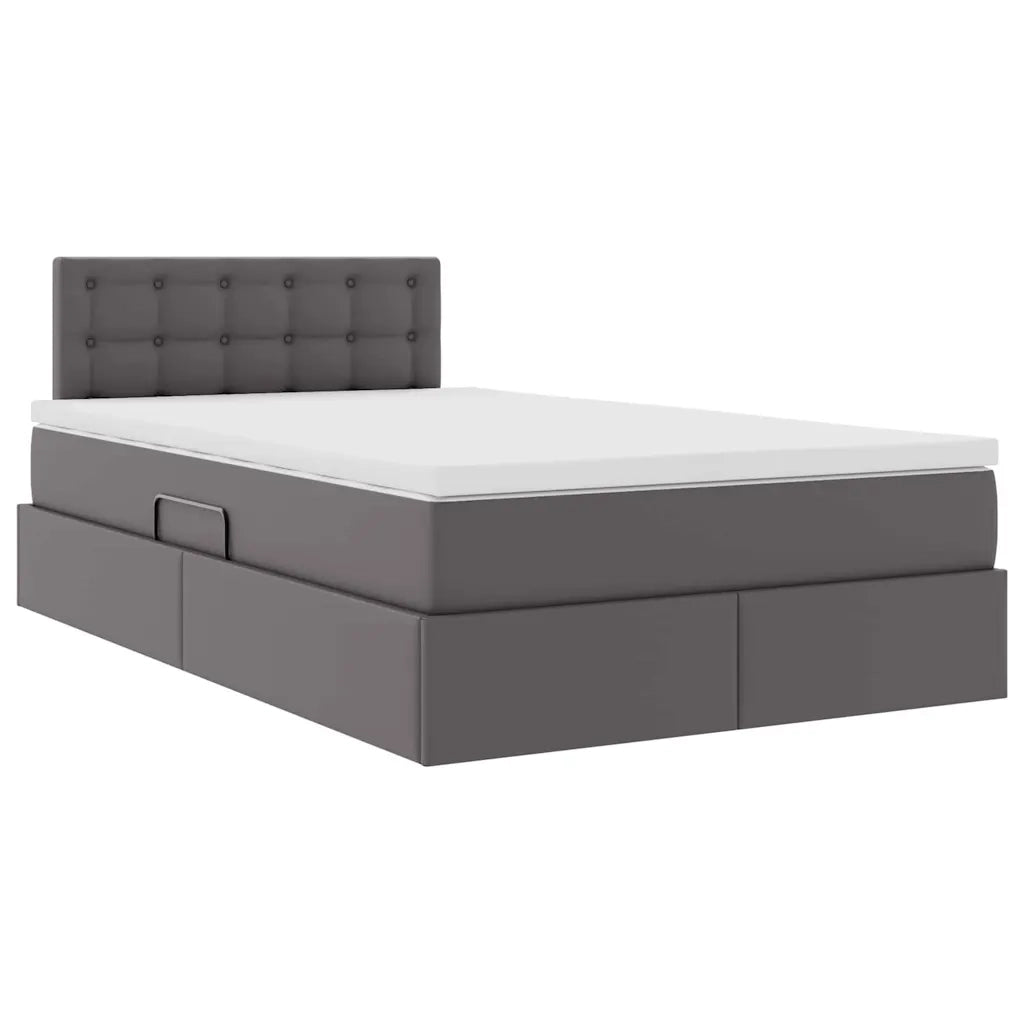 Letto con contenitore e LED Grigio 120 x 200 cm Pelle Sintetica 3371027