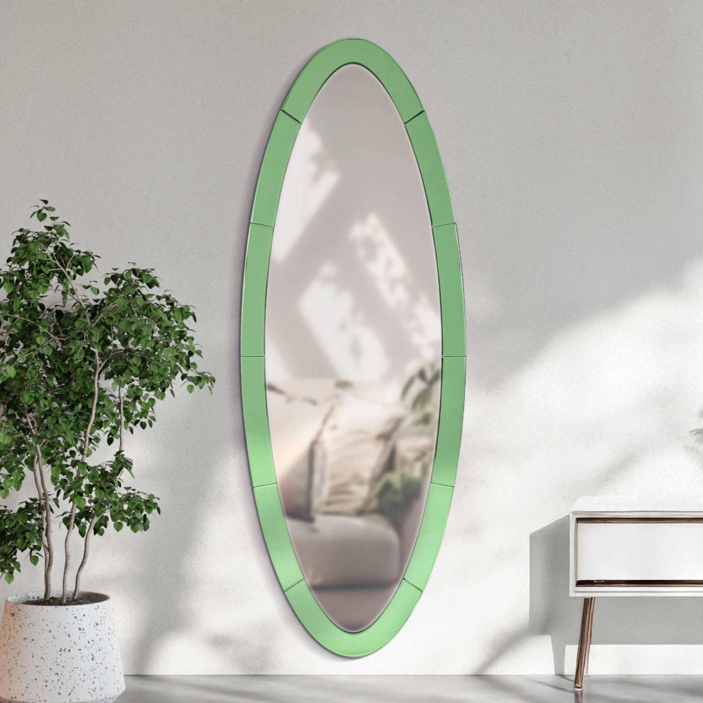 Trakai, Specchio Forma Ovale, 55x150h cm Verde