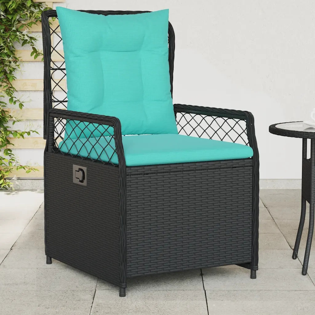 Sedie da giardino reclinabili 2 pz in Polyrattan Nero 368669