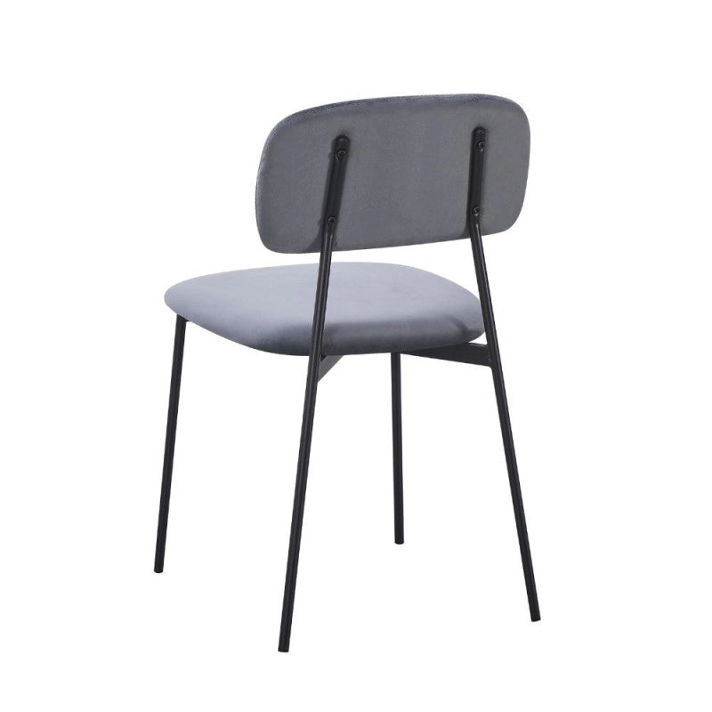 Sedia Shen in vellutino colore grigio e struttura in metallo nero set 4 pezzi