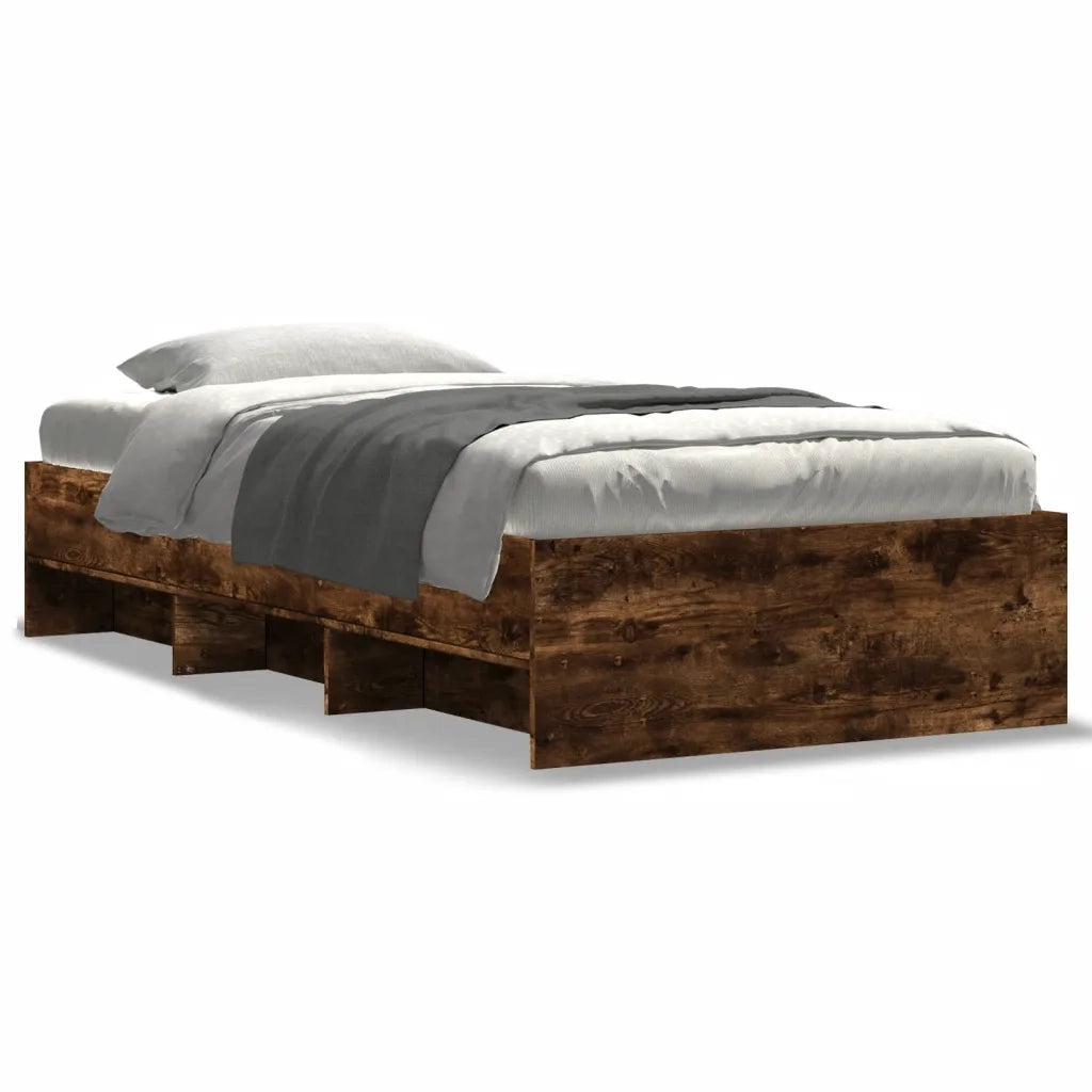 Giroletto senza Materasso-Struttura Letto Rovere Fumo 90x200 cm in Truciolato 557900