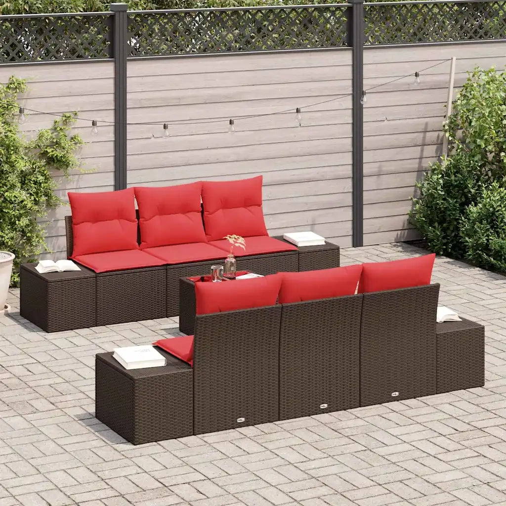 Set Divano da Giardino con cuscino 7 pcs Marrone polyrattan 3346954