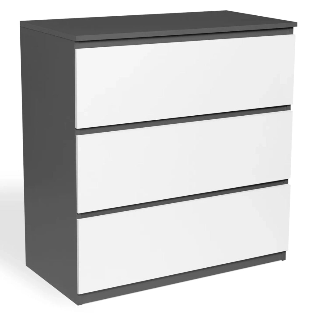 IDMarket - Cassettiera a 3 cassetti TOMI legno bianco e grigio