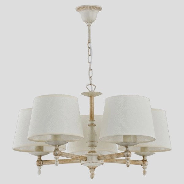 Lampadario sospeso classico Roksana 5xE14 bianco Alfa
