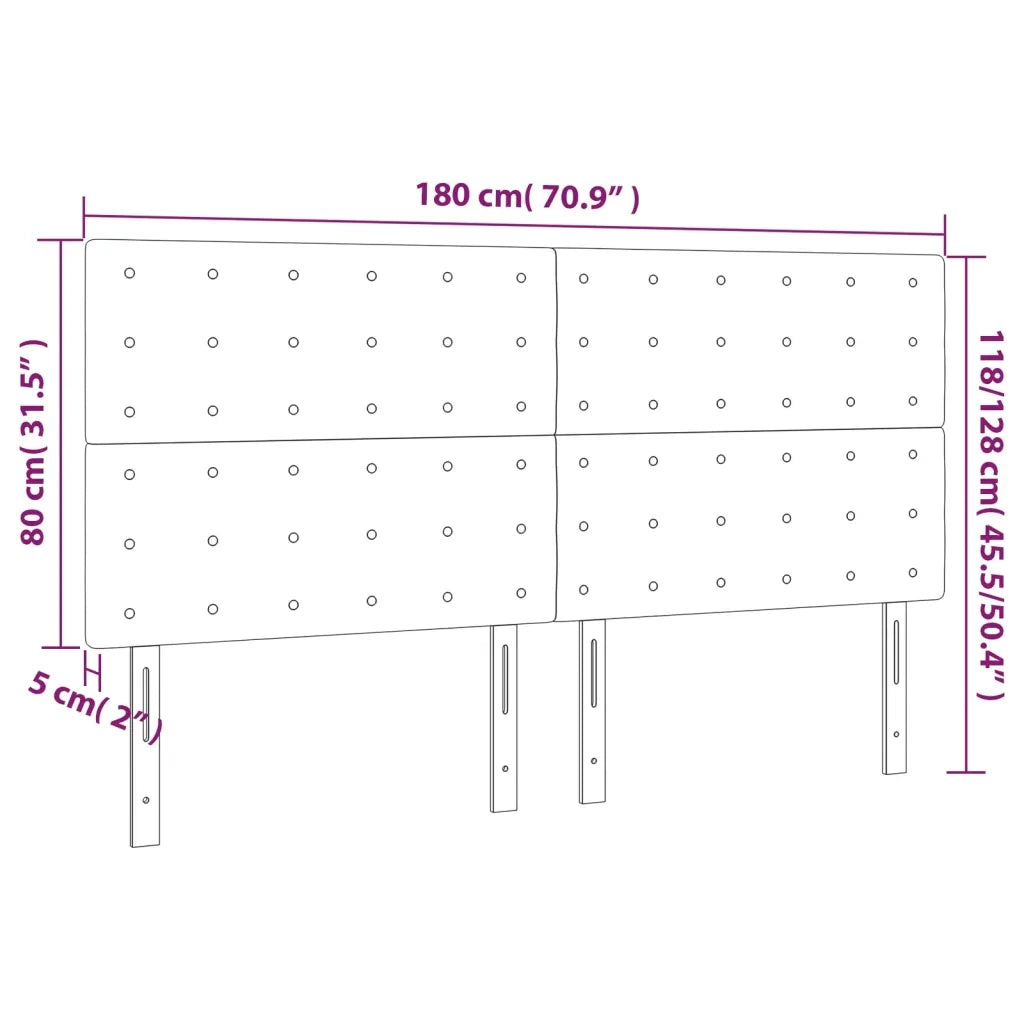Testiera a LED-Testata con LED Crema 180x5x118/128 cm in Tessuto 990599