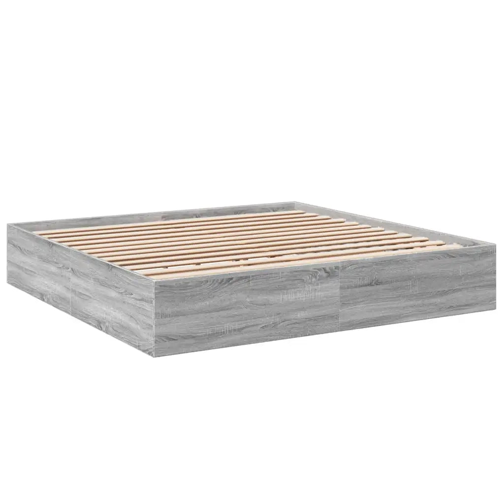 Letto matrimoniale | Letto per adulti | Giroletto Grigio Sonoma 200x200 cm in Legno Multistrato