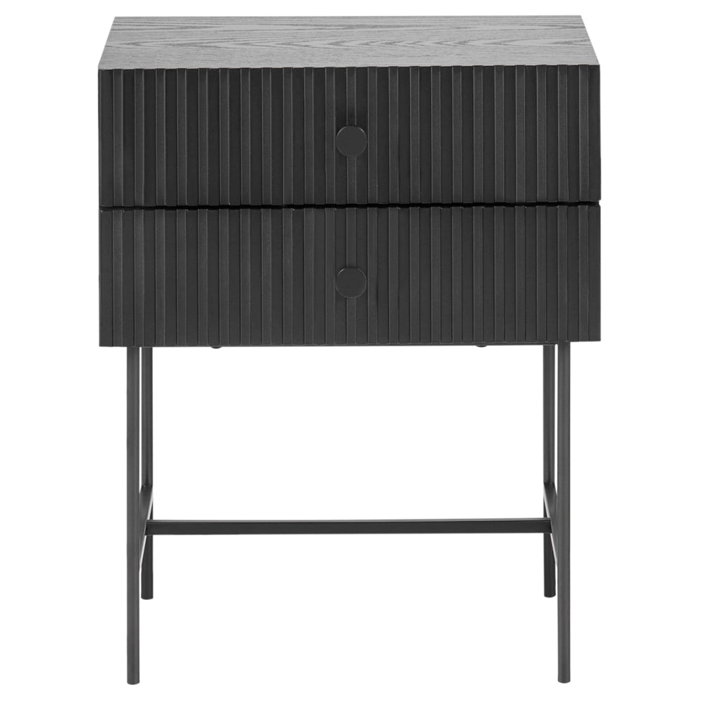Set di 2 comodini in MDF nero, 2 cassetti, mobili contenitori moderni per camera da letto