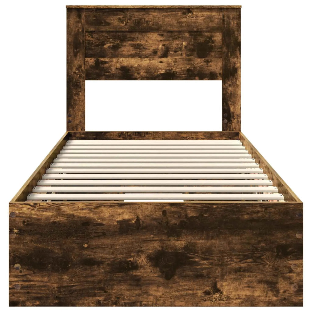 Struttura del letto con cassetto Rovere fumé 90 x 190 cm 3409876