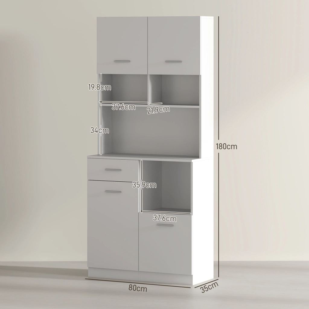 Mobile Dispensa Legno ¨C Xylo ¨C 4 Ante 3 Ripiani Cassetto 80x35x180cm Bianco