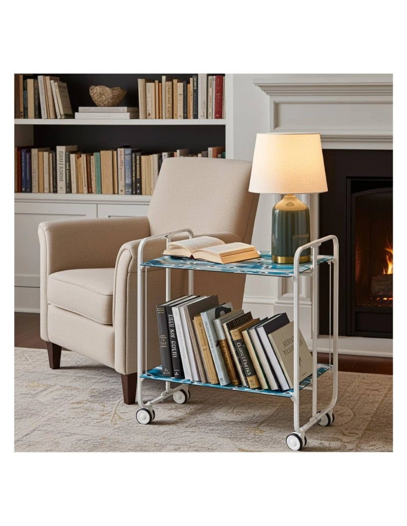 Carrello da cucina pieghevole bianco con ruote BAUHAUS 2 ripiani