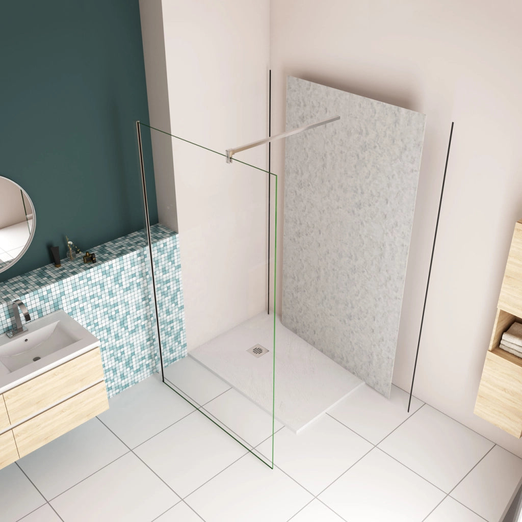 80x210 cm Pannello Doccia Realizzato in Alluminio Spessore 3mm con Profili Finitura Grigio Cemento per Rivestimento Parete Bagno