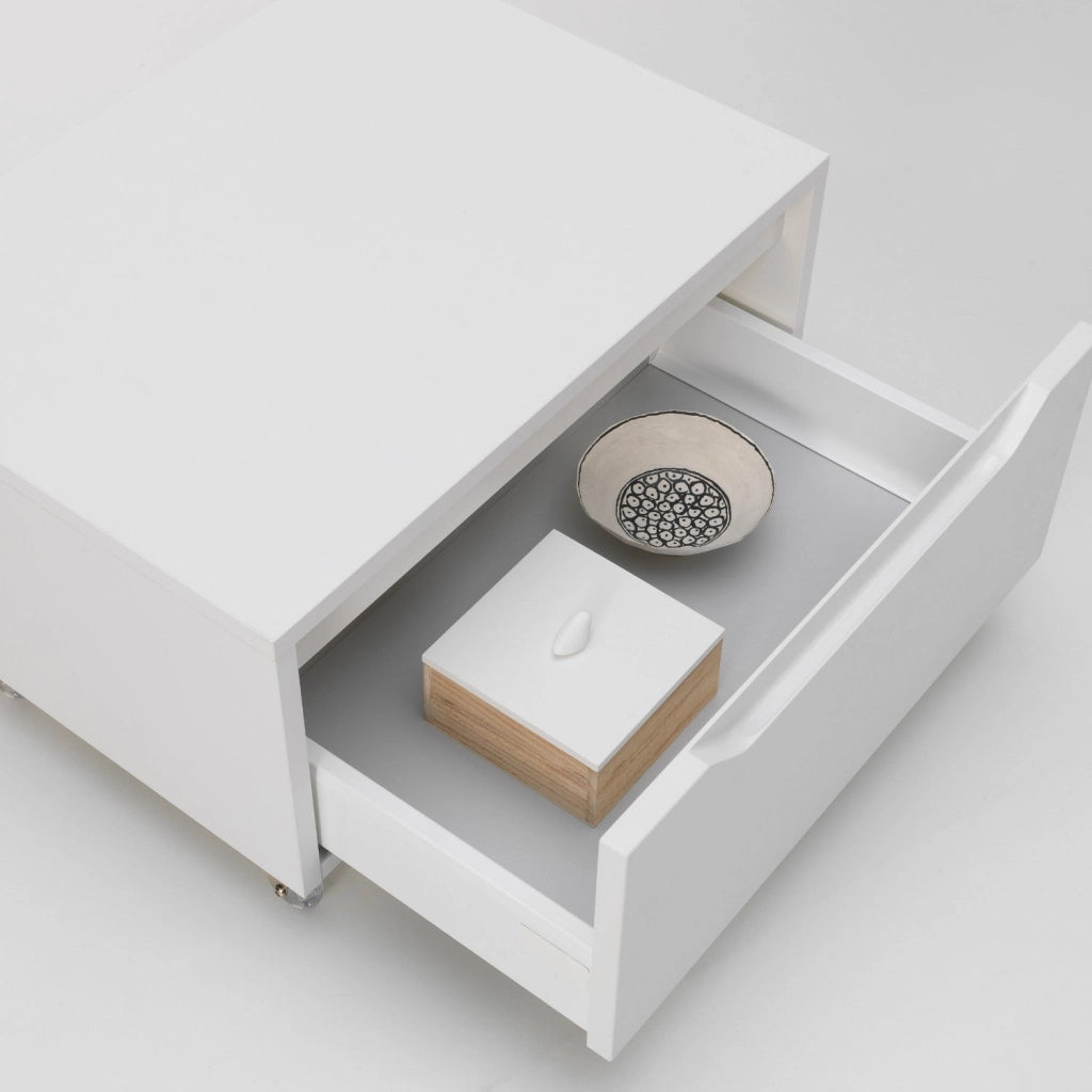 Cassettiera con Ruote 1 Cassetto 60x45x32 cm in Legno TFT Belsk Bianco Opaco