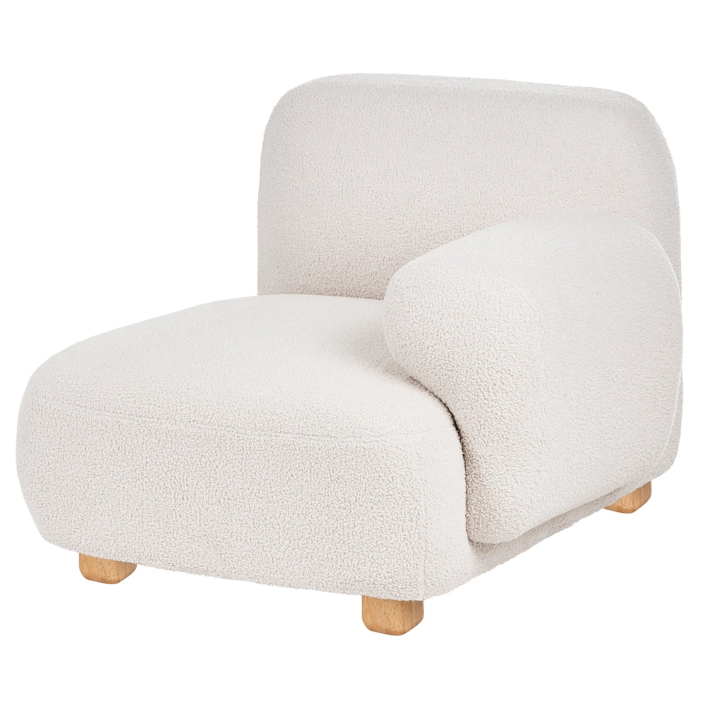 Divano modulare a 3 posti in tessuto con pouf tre elementi idrorepellente gambe in legno bianco sporco stile moderno