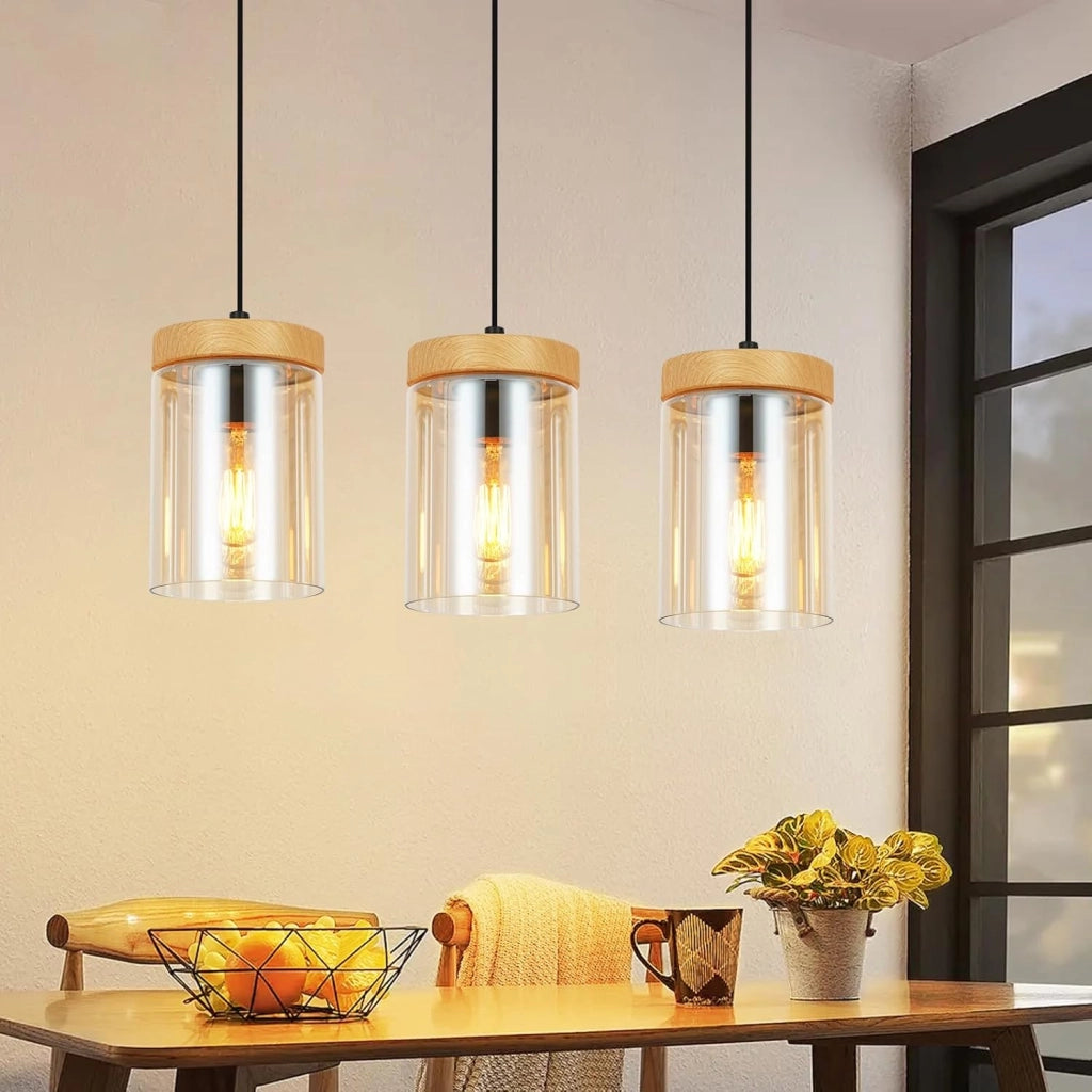 Lampada a Sospensione ZMH 3 luci trasparente E27 per sala da pranzo e camera da letto d¡®albergo