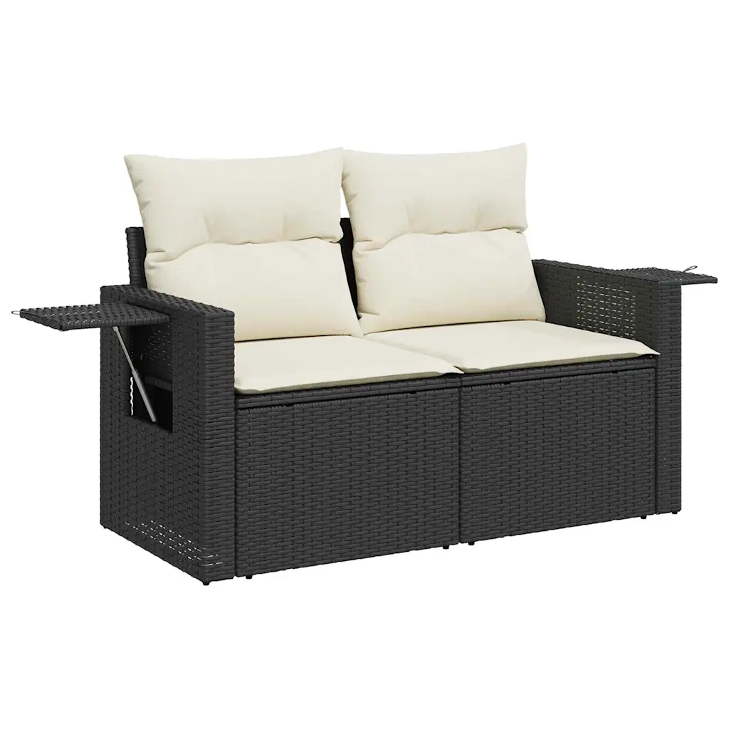 Set Divano da Giardino 11 pcs Nero Poly Rattan