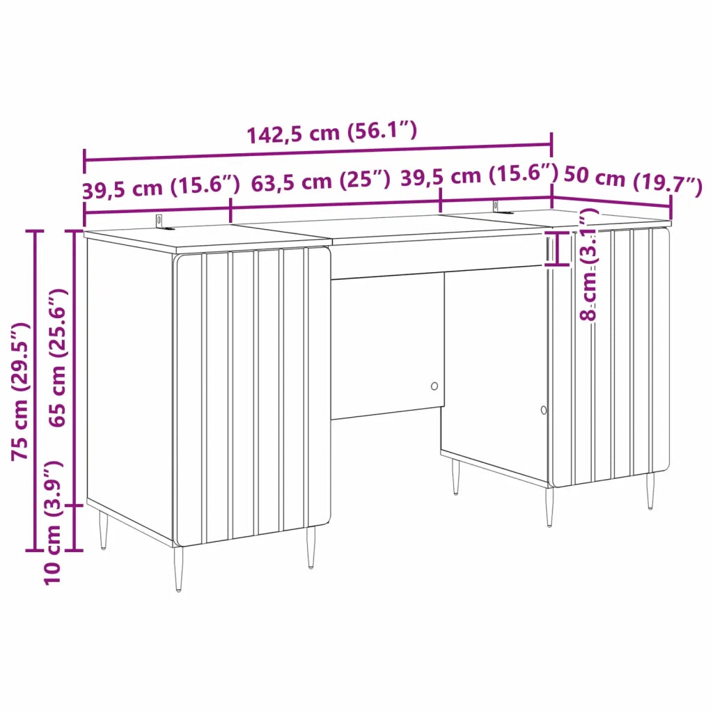 Scrivania | Tavolo da Ufficio Bianco Lucido 142,5 x 50 x 75 cm Legno ingegnerizzato