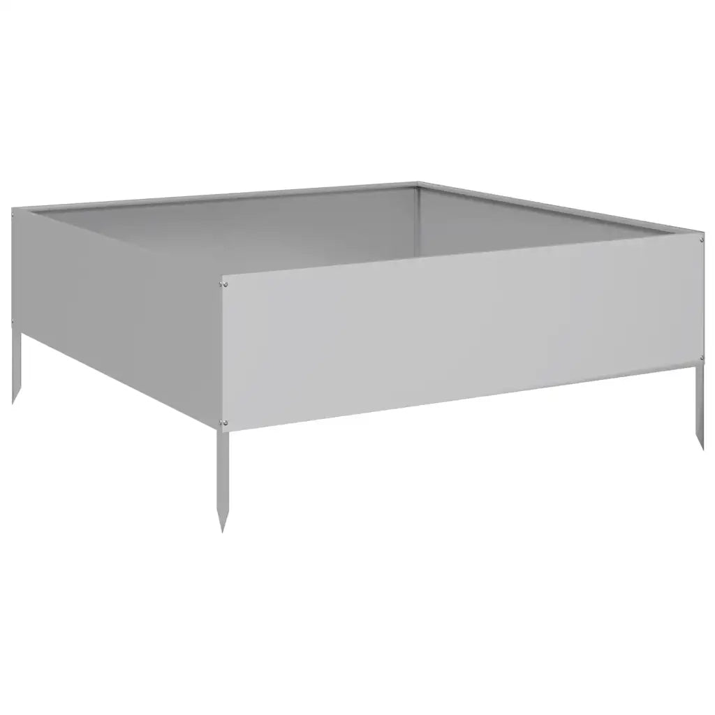 Fioriera Rialzata da Giardino-Vaso da Esterno-Fioriera Elevata 100x100x25 cm in Acciaio Zincato