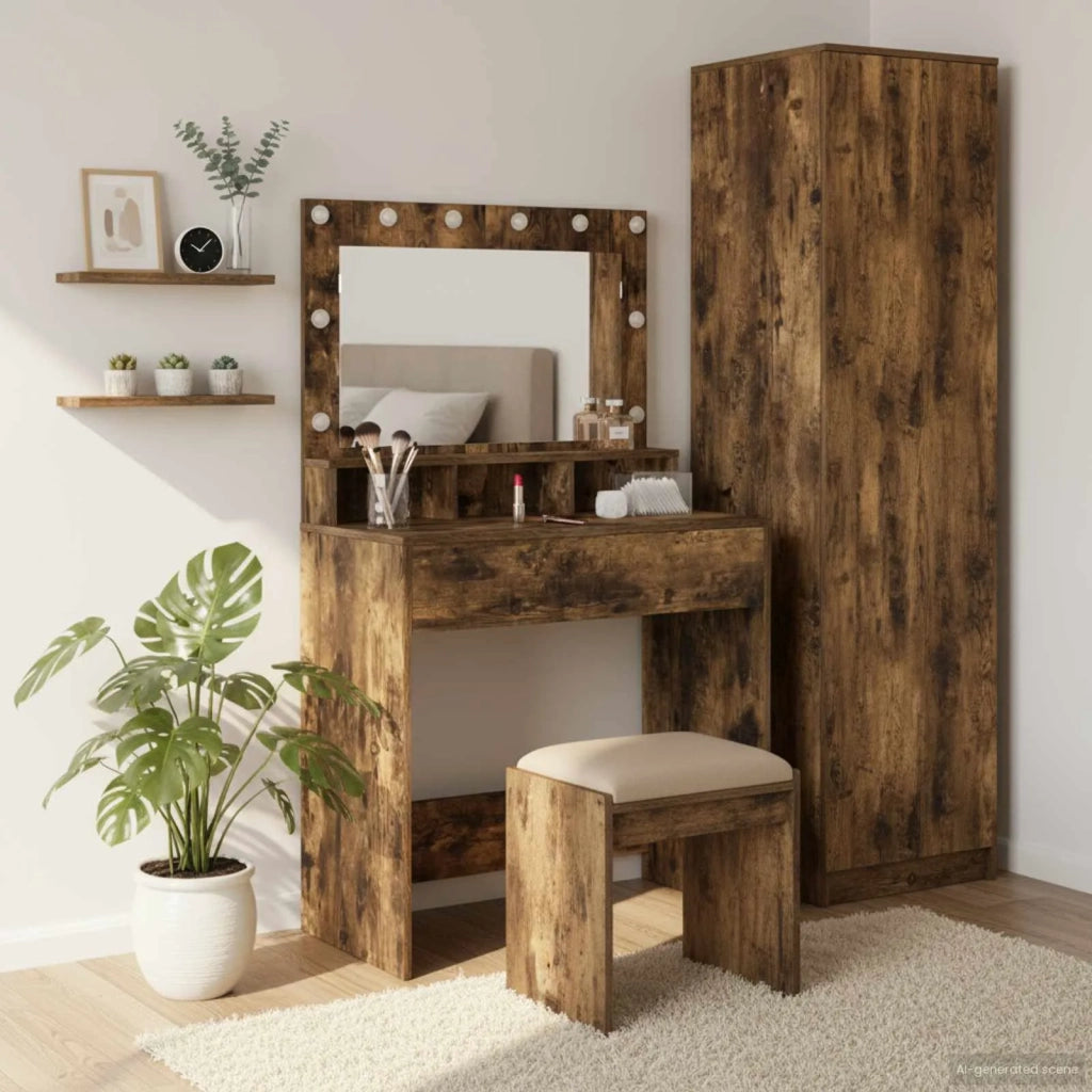 Tavolo da Trucco con lo scaffale Rovere fumé 75,5 x 41 x 135 cm 865113