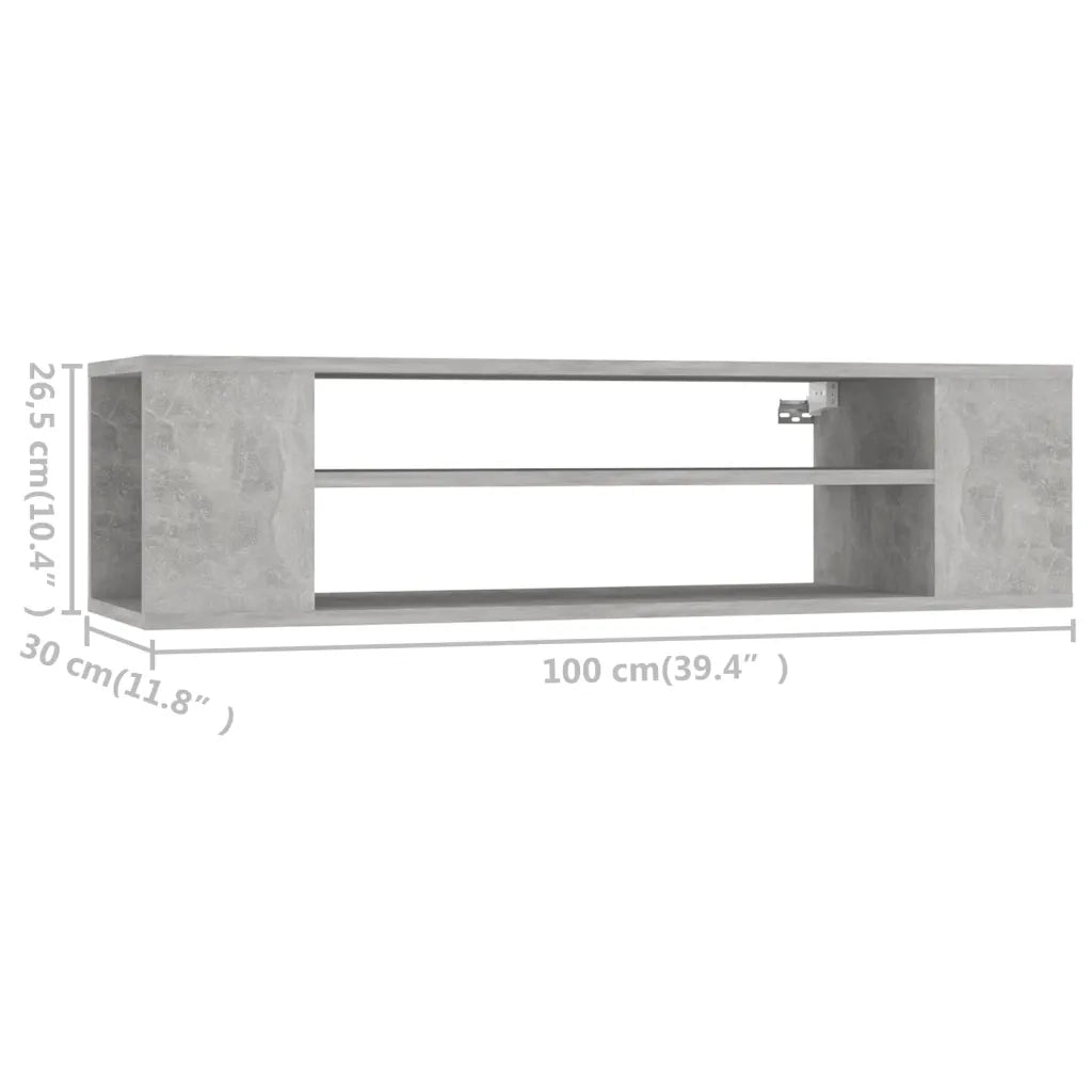Mobile TV Pensile Grigio Cemento 100x30x26,5 cm Multistrato 806233