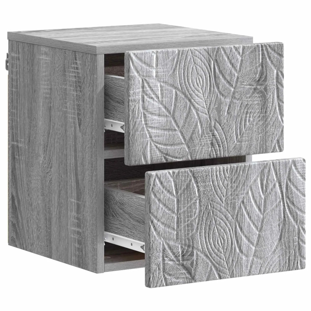Comodino | Armadio da Notte | Mobiletto da notte a muro Sonoma grigio 34,5 x 33 x 40 cm