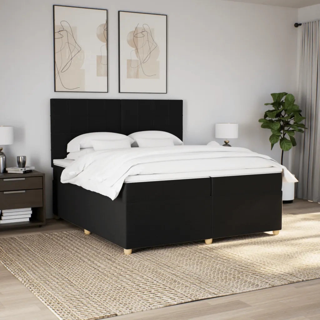 Giroletto a Molle con Materasso Nero 200x200 cm in Tessuto 3291389