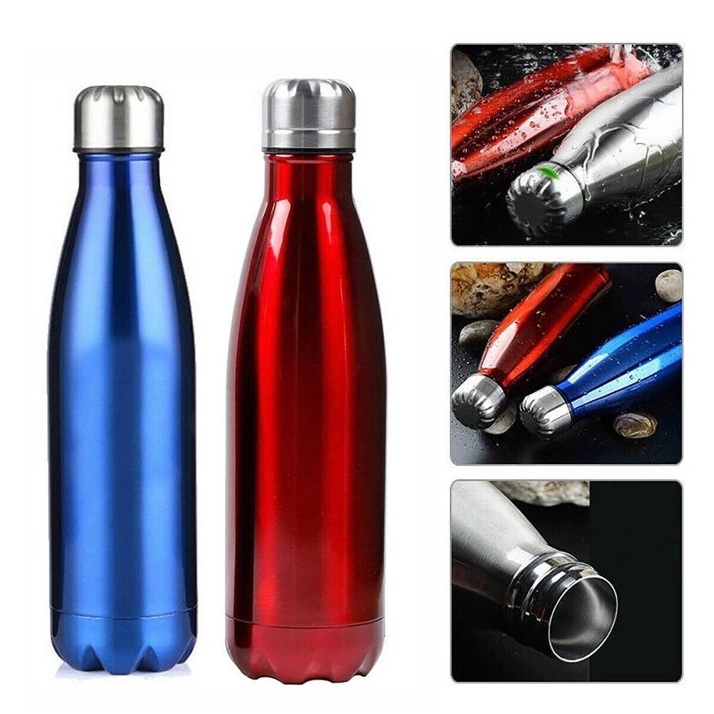 Trade Shop - Portatile Borraccia Bottiglia D'acqua Acciaio Inox Termica Caldo Freddo 550 Ml -