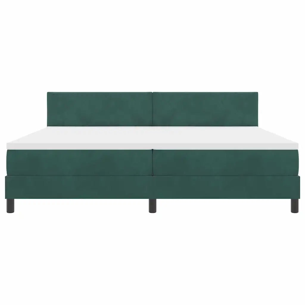 Letto a Sorgente LED con led Verde Scuro 200 x 200 cm Velluto