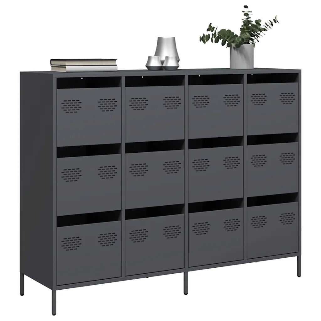 Credenza Antracite 135x39x103,5 cm in Acciaio Laminato a Freddo 3307175