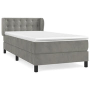 Letto singolo | Letto per adulti | Giroletto a Molle con Materasso Grigio Chiaro 80x200 cm Velluto