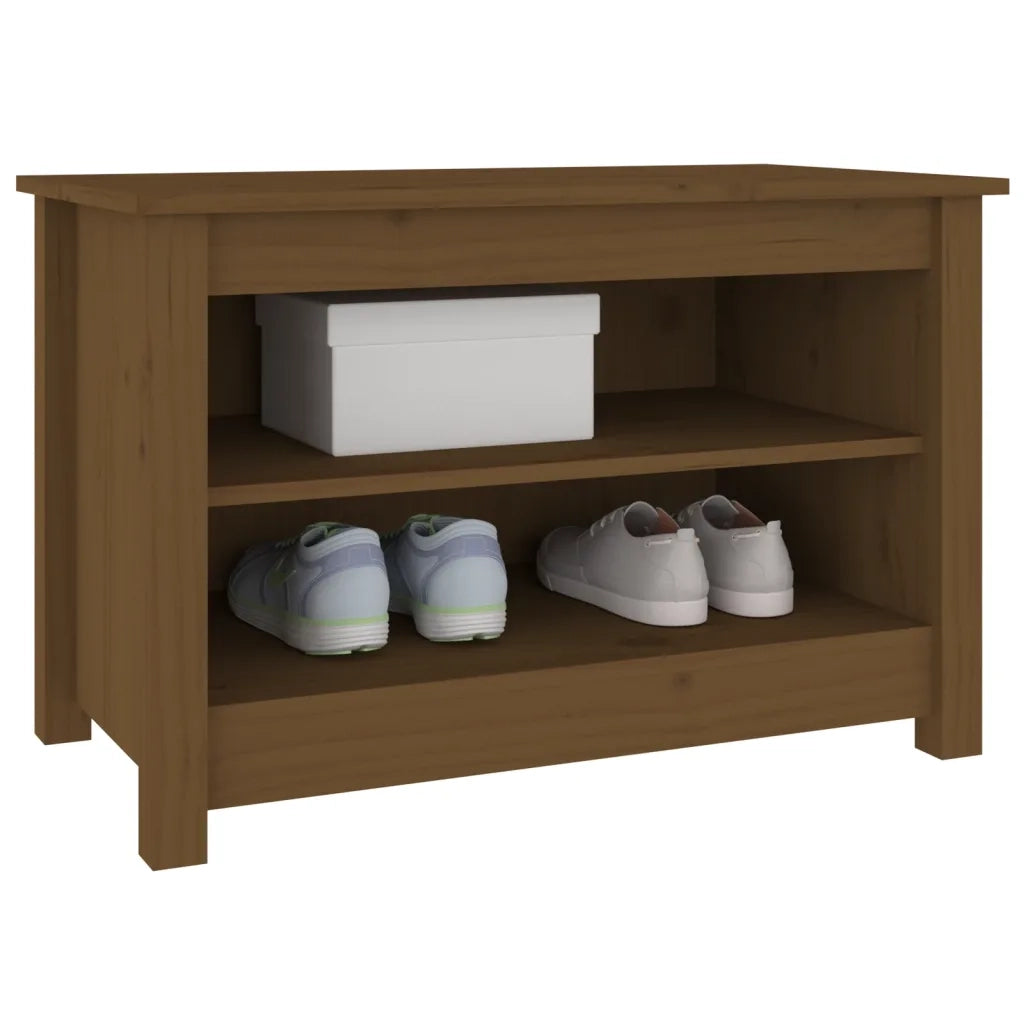 Scarpiera Ambrata 70x38x45,5 cm in Legno Massello di Pino 813772
