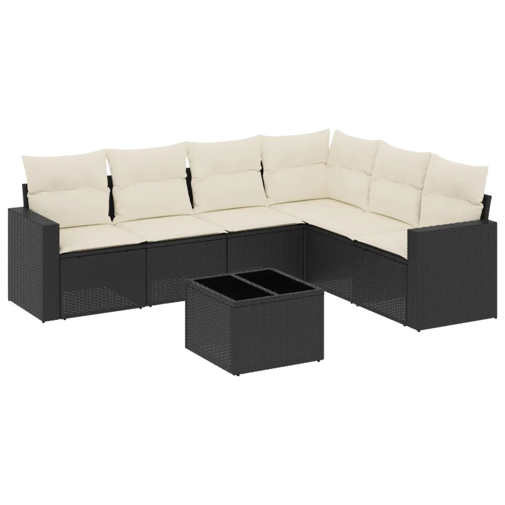 Set Divani da Giardino con Cuscini 7pz Nero Polyrattan 3219006
