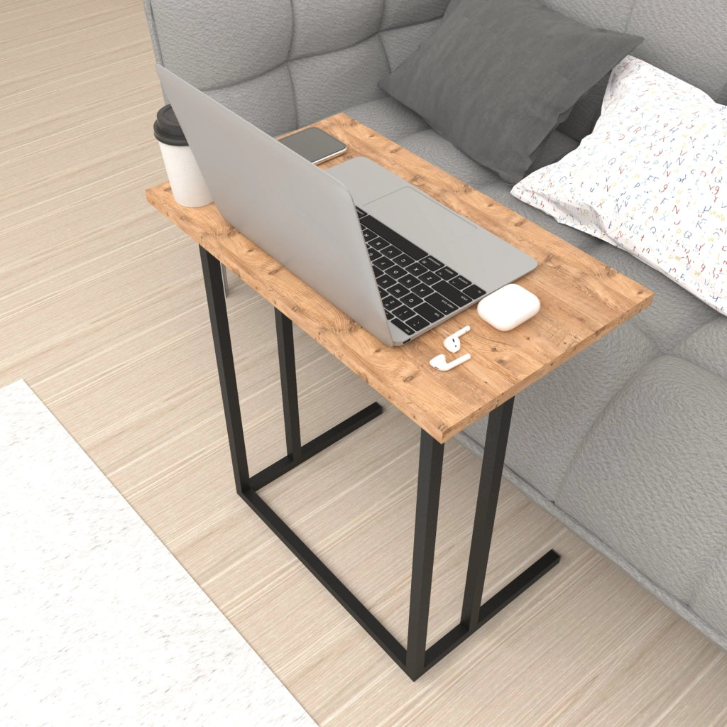 Tavolino Laterale 'Högsby' Tavolino Basso con Piano di Appoggio per Notebook Consolle da Divano - Effetto Rovere [en.casa]