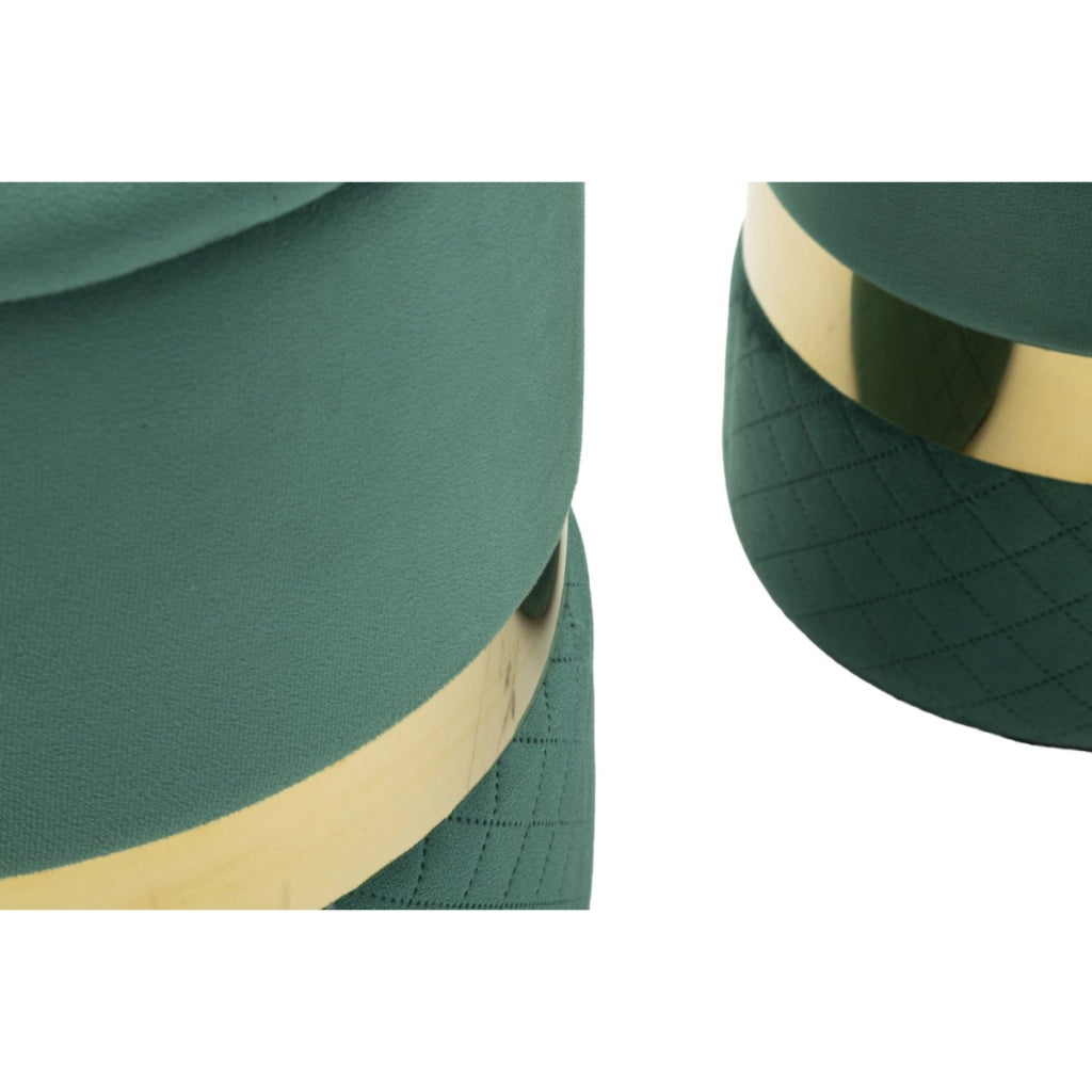 Set di 2 Pouf VKH870, Verde, Poliestere, 37x37x42 cm