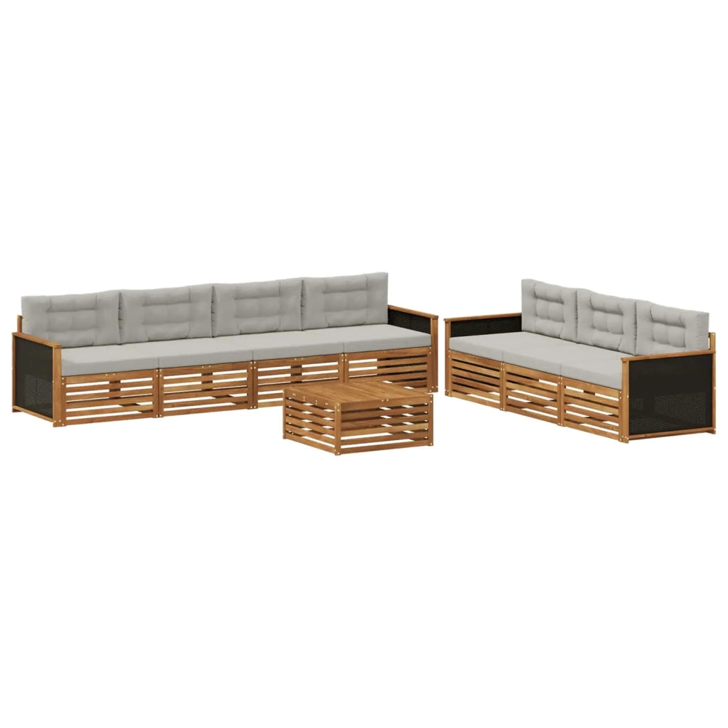 Set di divani da esterno 8 pcs Naturale e Grigio Chiaro 3383104