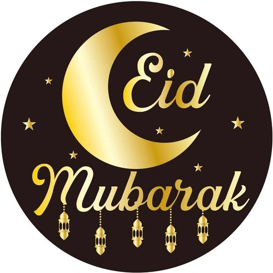 Etichette decorazioni per festa 120 pezzi - Etichette autoadesive - Etichette per Ramadan - Etichette decorazioni - Etichette nere/dorate - 5cm di diametro - Etichette per feste