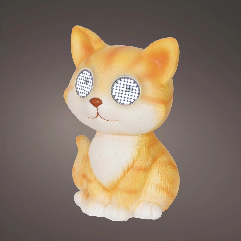 LAMPADA SOLARE GATTO H22,5CM BIANCO FREDDO