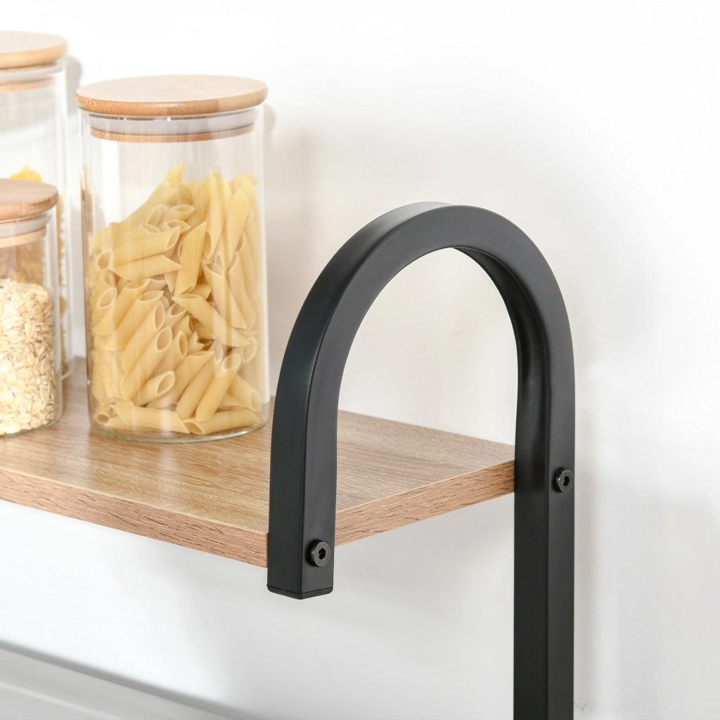 Scaffale da Cucina 4 Ripiani con Ganchos ¨C Xylo ¨C Legno Naturale 60x40x125 cm