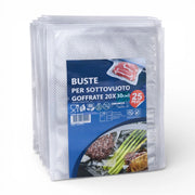 Buste per Sottovuoto Goffrate Alimenti 20x30cm 25 Sacchetti Alimentari BPA 64422