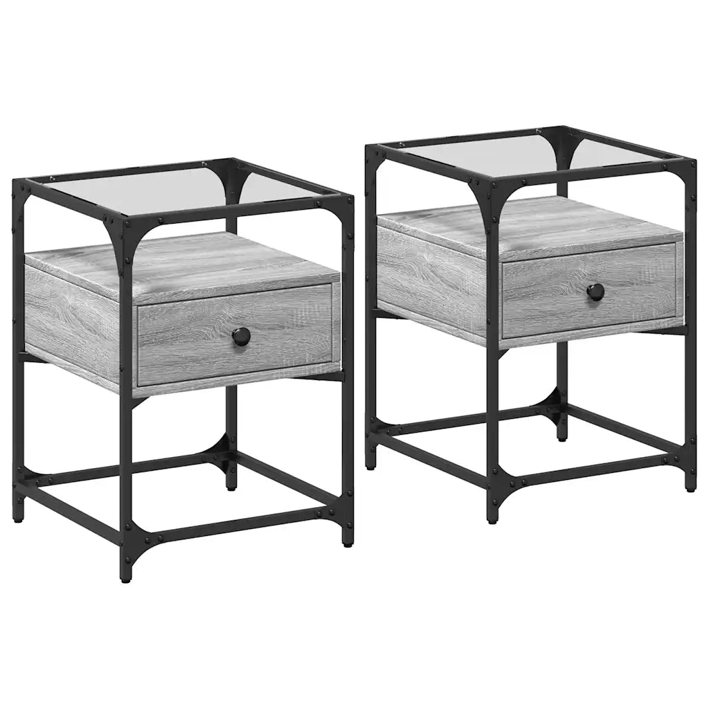Comodini 2pz Grigio Sonoma 40x40x55 cm in Legno Multistrato 846081