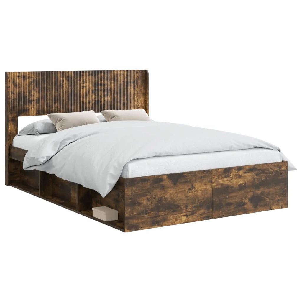 Struttura del letto con stoccaggio e testata Rovere Fumo 3414239