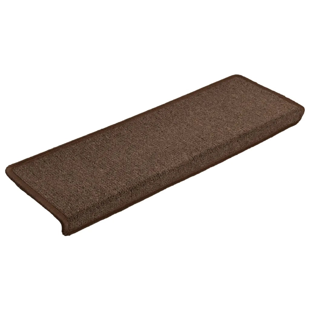 Tappetini per scale 15 pz | Gradini per Scale 65x21x4 cm Marrone Bordo rettangolare