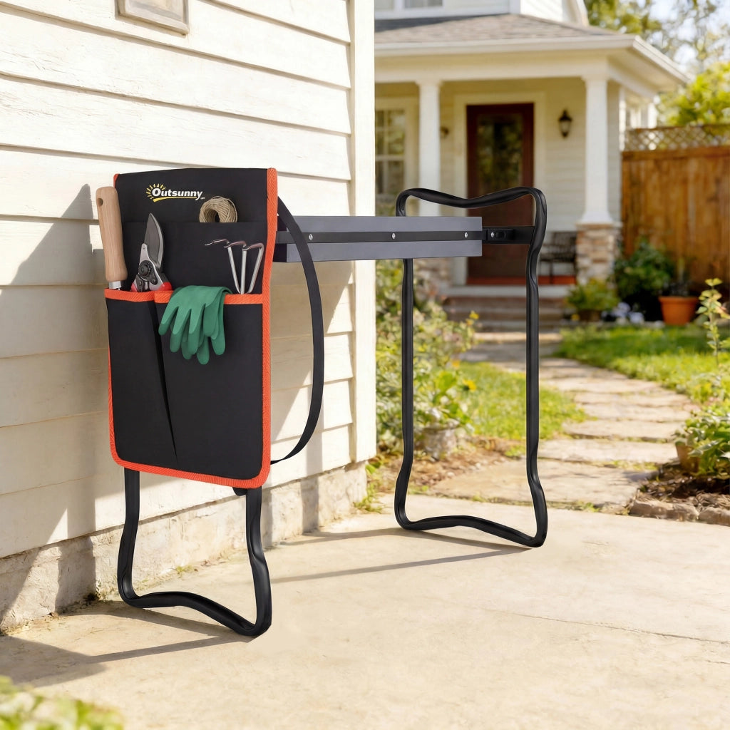 Sgabello Pieghevole da Giardino ¨C Xylo ¨C con Cuscino EVA e Marsupio Portattrezzi Carico 150kg