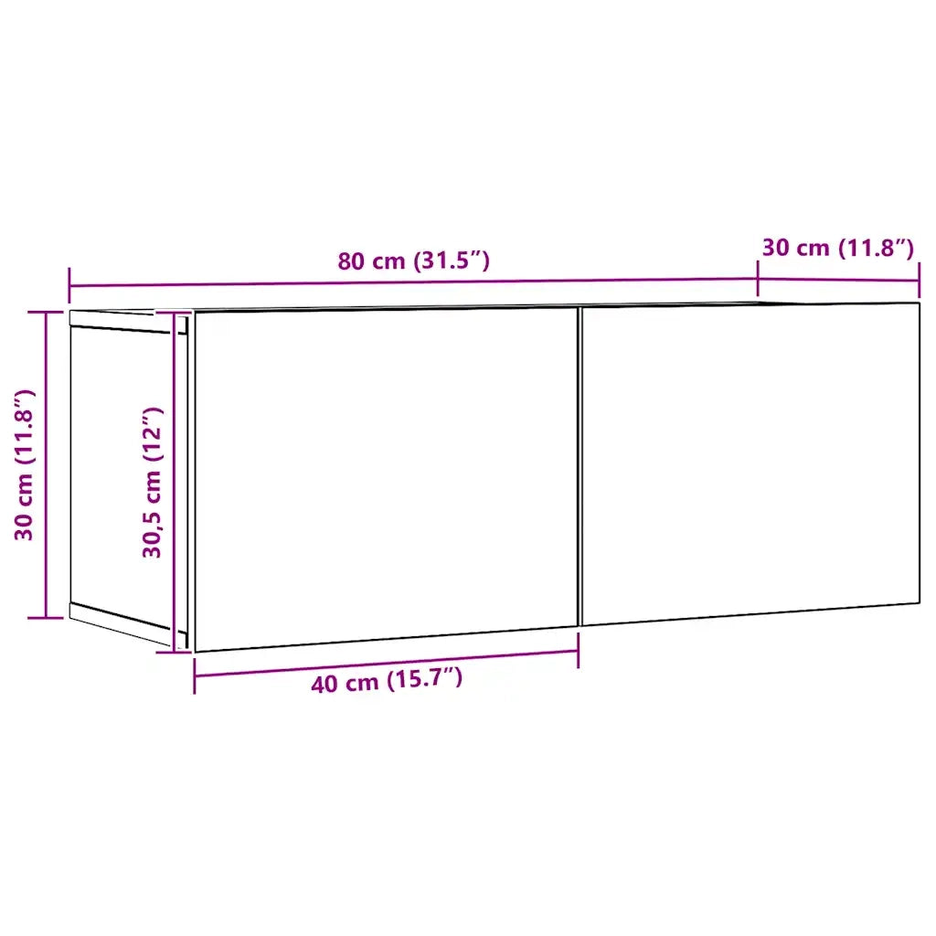 Mobili TV a Parete 2 pz-Credenza per TV sospesa Rovere Artigianale 80x30x30 cm