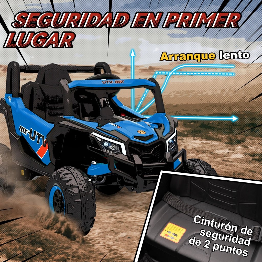 Casetta UTV Elettrica per Bambini ¨C Zephmum ¨C Blu, 12V, Telecomando 2.4G