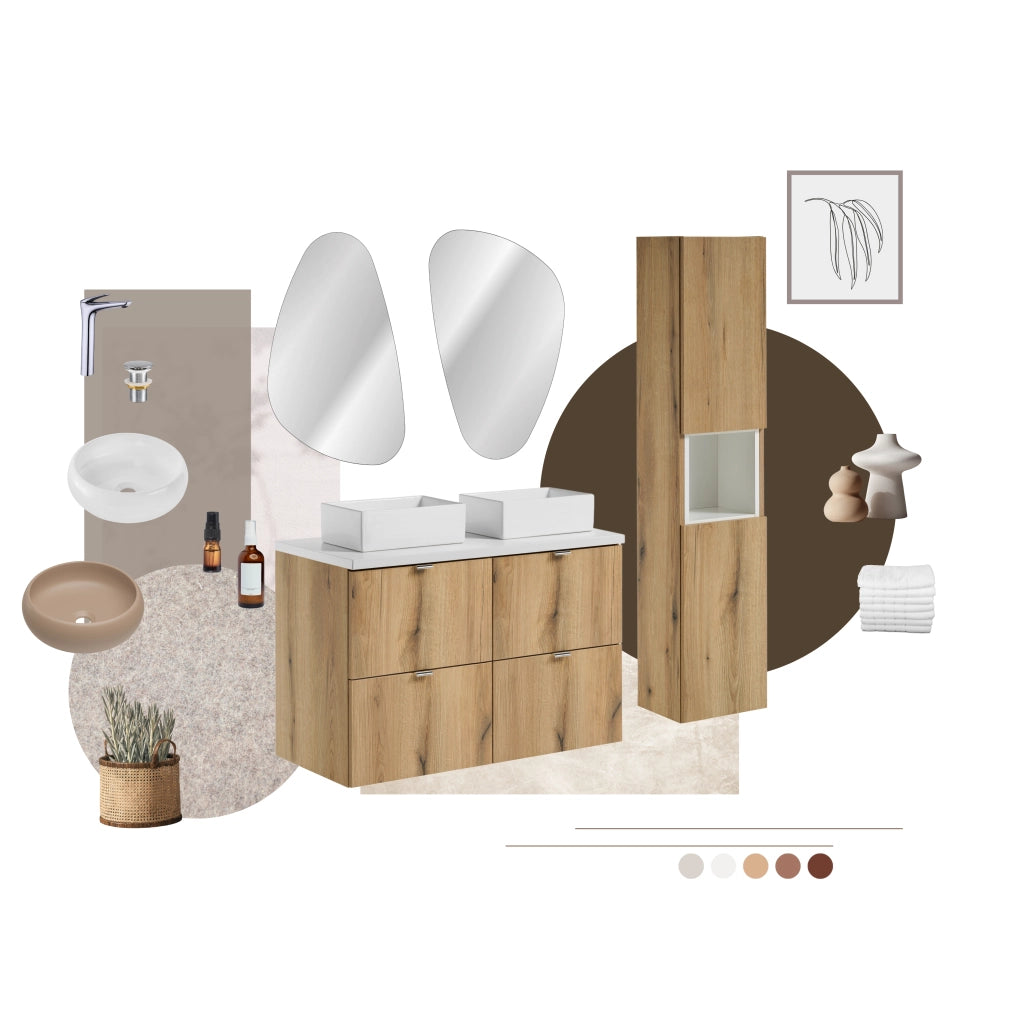 Set mobili bagno 90 cm con piano Nova Oak 90 x 1401 x 40 cm