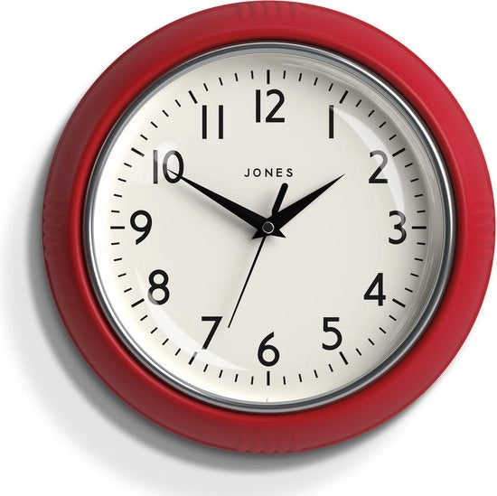 Orologio da Parete Ronde Retro - Numeri Leggibili, Orologio da Muro Nero Ideale per la Cucina, Ufficio, Salotto - Orologio Retro 25cm - Cuoio Rosso Scuro