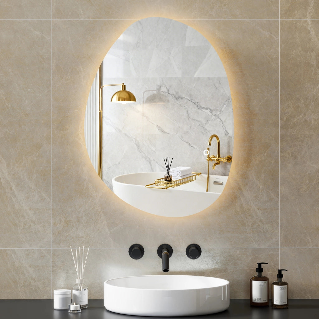 Specchio da Bagno con Luce LED ¨C Minimal ¨C Bianco 70x50 cm